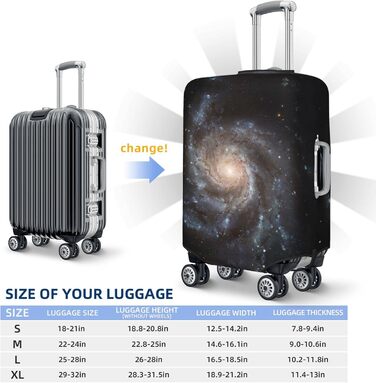 Чохол для багажу Космічна спіраль захисний еластичний чохол-обкладинка для валізи з принтом, чорний, розмір 90