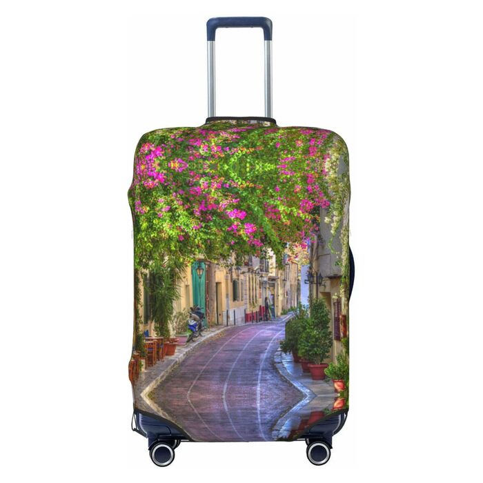 Чохол для валізи Весняний сад з принтом, еластичний захист від подряпин та пилу, чорний, розмір 95