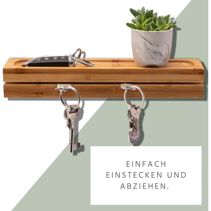 Бамбукова дошка для ключів, ключниця 29,5x6x4,5 см дерев'яна ключниця ключниця ключниця