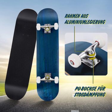 Скейтборд COSTWAY Cruiser Blue 80x20 см повний круїзер для початківців ABEC-7 7-шаровий канадський клен синій лонгборд-скейт для дітей дорослих трюків універсальний стріт парк оригінал 2025