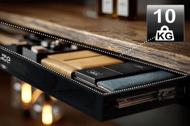 Плоска шухляда під столом 758 мм Міцна пластикова шухляда зі сталевими напрямними до 10 кг Компактний органайзер для офісу та домашнього офісу (чорний), 302