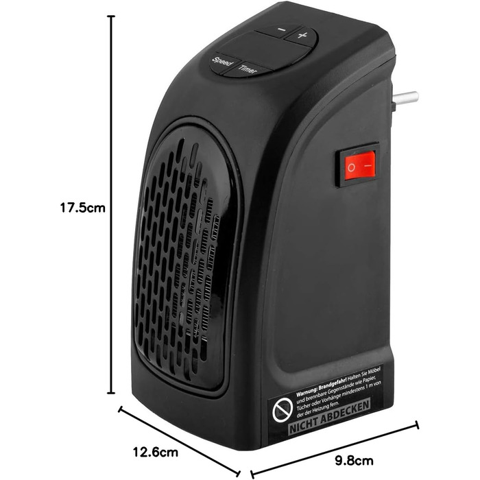 Міні-вентилятор/Зручний обігрівач MAUK Компактний для караванів та автофургонів Керамічний підключається до мережі 400 Вт PTC Електричний з цифровим світлодіодним термостатом Таймер Вилка живлення з поворотом на 90