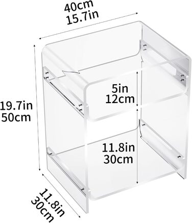 Акриловий приставний столик, прозорий приставний столик, тумбочка біля ліжка, 30 x 40 x 50 см (прозорий) Прозорий