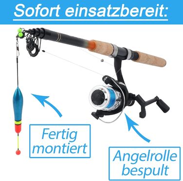Набір для лову форелі/окуня з підсаком повністю зібраний та намотуваний Повний рибальський набір для звичайних рибалок та початківців, набір для лову форелі, вудка для форелі, довжина телескопічного вудилища 210 см