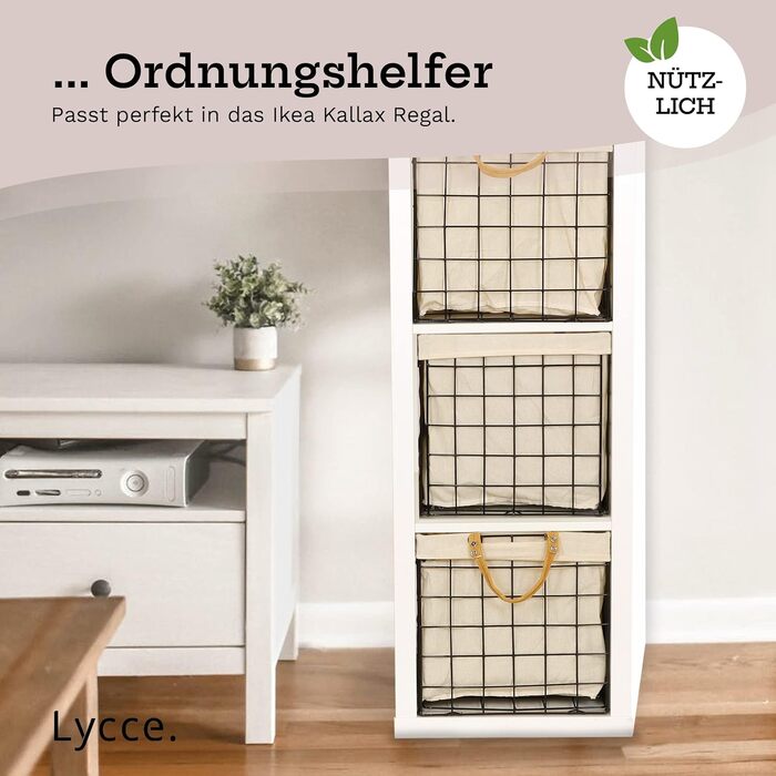Кошик для зберігання Lycce Kallax Insert підходить для полиць Ikea Kallax, промисловість металева чорна 33 x 33 x 33 см