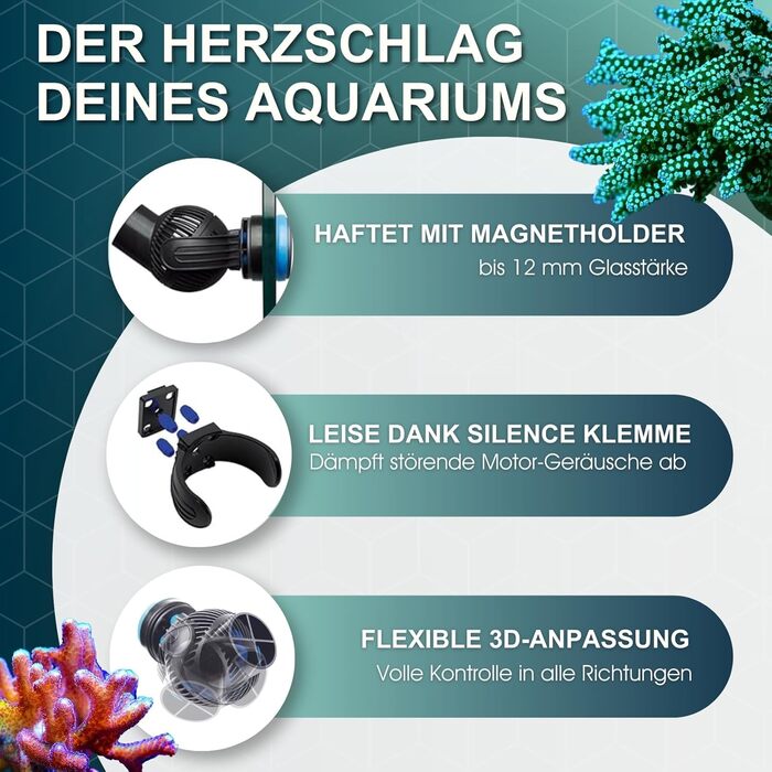 Циркуляційний насос Tunze Turbelle nanostream 6015 I Насос з витратою 1800 л/год I Пропелерний насос з магнітним тримачем та безшумним затискачем для скла товщиною до 12 мм I Водяний насос для акваріумів