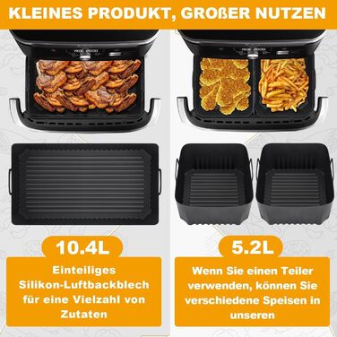 Аксесуари для Ninja Foodi Flexdrawer 10.4 л AF500DE, 3 шт. силіконова фритюрниця, аксесуари для фритюрниці Ninja AF500EU AF500EUCP AF500DE 10.4 л 2 * 5.2 л