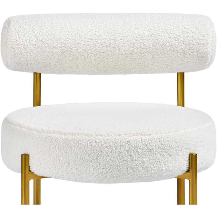 Крісло Yaheetech Lounge, крісло-реклайнер з тканини букле, обіднє крісло зі спинкою, стильне крісло для вітальні, крісло для відпочинку, 1 білий колір