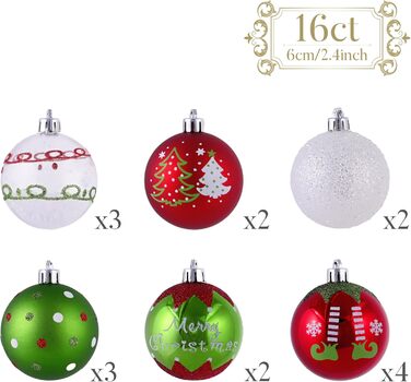 16 різдвяних кульок для декору ялинки Victor's Workshop