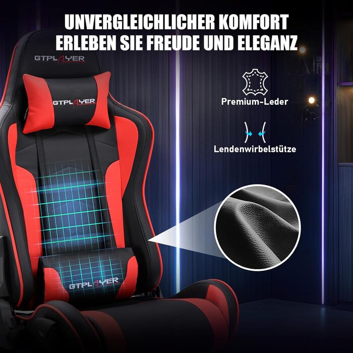 Підставка для керма гоночного симулятора з 3D стереодинаміками, кріпленням для монітора, регульованим кріпленням керма, кріпленням для важеля перемикання передач та педалями (червона)