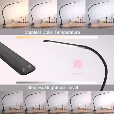 Світлодіодна настільна лампа Hokone, лампа із затискачем на гусячій шиї, поворотна архітектурна лампа, офісна настільна лампа для