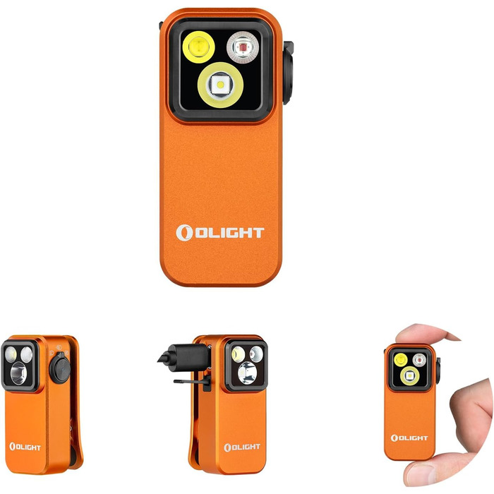 Міні-світлодіодний ліхтарик OLIGHT Oclip Pro з прожектором, сфокусованим світлом та червоним світлом, яскравий акумуляторний ліхтарик 500 люменів USB-C, лампа-кліпса IPX6, невеликий миготливий ліхтарик для бігунів та кемпінгу (помаранчевий)