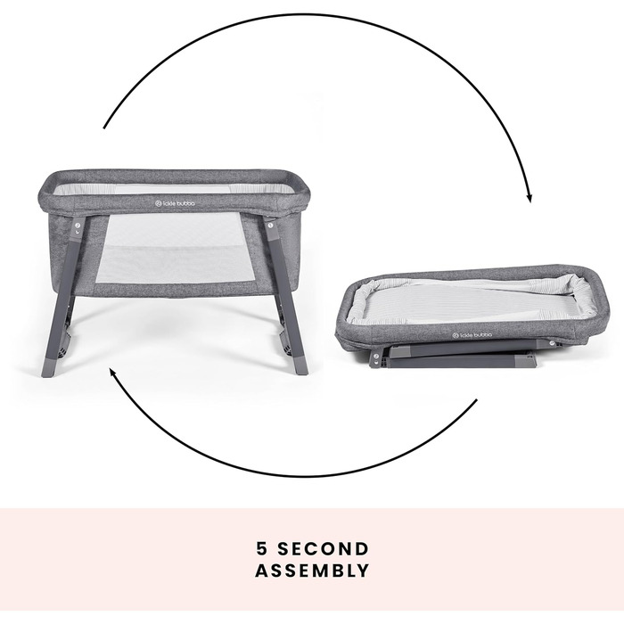 Міні-гойдалка Ickle Bubba Компактне складне дитяче ліжечко з матрацом, режимами гойдання та статичного режиму, сітчастими вставками для повітропроникності ідеально підходить для невеликих приміщень та подорожей (колір космічний сірий)