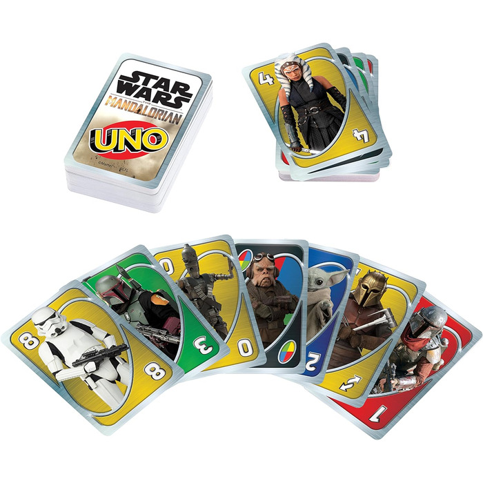 Карткова гра, подарунок для фанатів, дорослих або сімейного ігрового вечора, німецька версія, вік 7, 23 - UNO Star Wars The Mandal