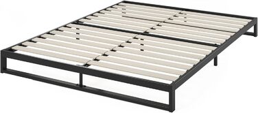 Ліжко Zinus Trisha каркас 140x200 см - 15 см низький профіль - металеве ліжко 140x200 з дерев&39яною рейковою основою - екологічно чиста упаковка та легке складання - чорний 140 x 200 см мінімалістичний
