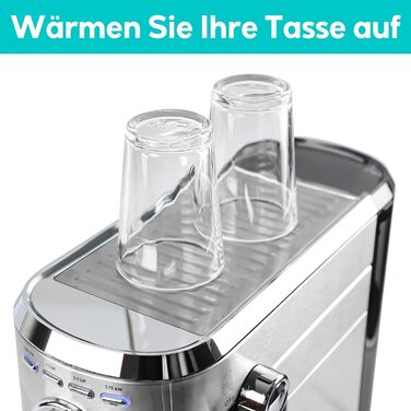 Еспресо-кавоварка з портовим фільтром 20 бар, еспресо-кавоварка з нержавіючої сталі з професійною капучинатором, маленька еспресо-