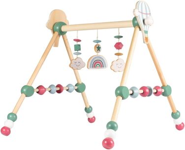 Регулюється по висоті, ігрова арка для немовлят, різнокольорові тварини, кільця і м'ячі, з дерева, дитячі іграшки