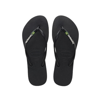 Тонкі шльопанці з логотипом Brasil, зручні, міцні та легкі жіночі шльопанці, присвячені Бразилії, прапор на ремінцях та підошві, чорні, розмір 39/40 EU