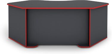 Стіл/ігровий стіл byLIVING THANATOS антрацитового кольору з червоними краями/кутовий стіл з великою кількістю місця для зберігання та стільницею XXL/комп&39ютерний стіл/робочий стіл для ПК/198x76x85 см (ШxВxГ)