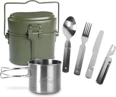 Набір столового посуду Збройних сил Німеччини Бунд столові прибори алюмінієвий посуд BW чашка з нержавіючої сталі оливкового кольо