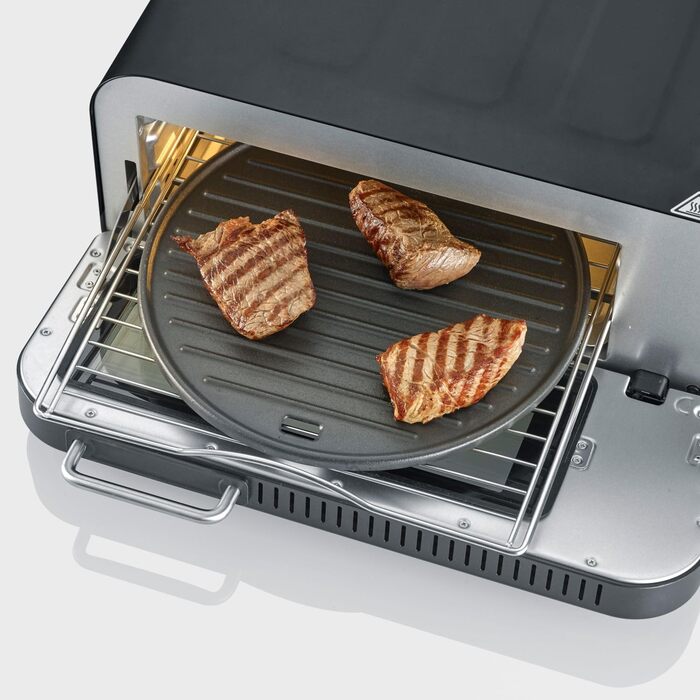 Цифрова піч для піци SEVERIN SERICO, електронна піч для піци з цифровим дисплеєм і безпечним сенсорним корпусом, діапазон температур 40 400C, 20 автоматичних програм, для внутрішнього та зовнішнього використання, чорна, PG 8575