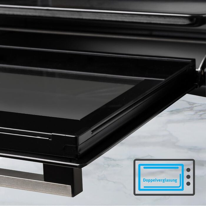 Компактна міні-піч ICQN 15 літрів, 1200 Вт, таймер 60 хв, 3 функції приготування, 90-230C, мала кемпінгова духовка, антрацит, гарантія 2 роки