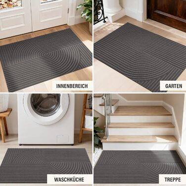Килимок для вловлювання бруду FEOMOS для приміщень/зовнішнього використання 50x80 см, нековзний абсорбуючий килимок для дверей, який можна прати та міцний, для вхідних дверей, коридору, балкону, кухні - сірий
