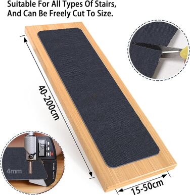 Килим для сходів 30 x 40 см, приємний м&39який ворс, самоклеючий та протиковзкий, можна різати, багаторазовий, 5 килимових сходинок, килимки для сходів для дітей, людей похилого віку, C