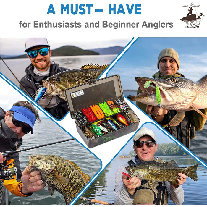 Рибальські приманки PLUSINNO для лову окуня, 16 блешень з портативною сумкою для перенесення, приманки для окуня, приманки для форелі, набір карбідних спінінгових приманок 292 шт. и