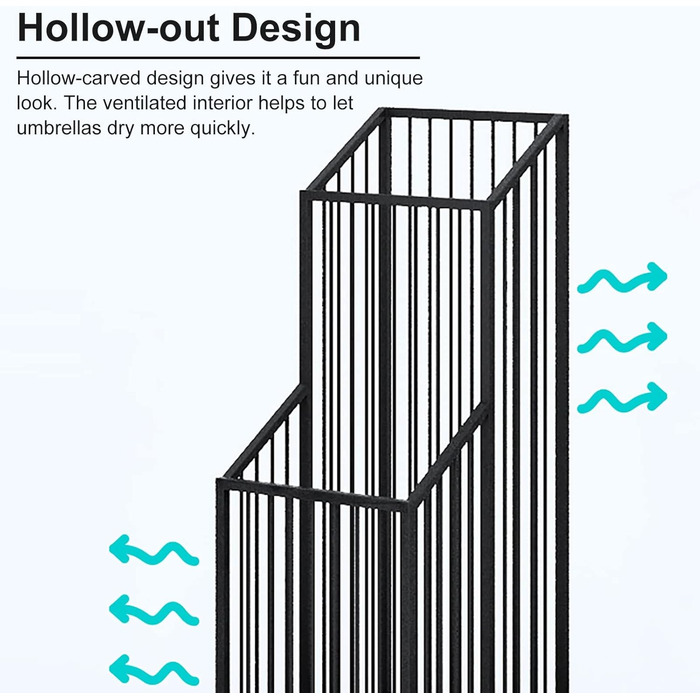 Підставка для парасольок MYVVKIA, скандинавська сучасна підставка для парасольок видовбана, окремо стояча підставка для парасольки з мискою для води, підставка для парасольок у коридорі, вхідна зона чорна b