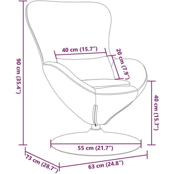 Крісло-яйце світло-сіре 63 x 73 x 90 см Тканина, Вітальня, Сучасне обертове крісло-яйце, Стильні меблі для дому, Елегантне крісло для відпочинку та комфортне рішення