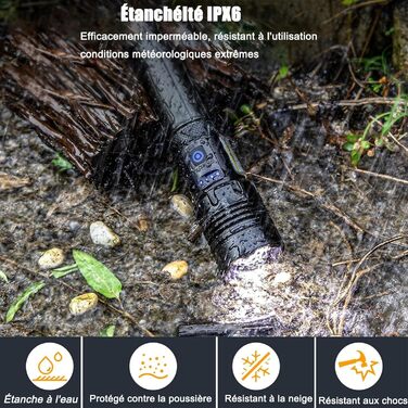 Акумуляторний світлодіодний ліхтарик, 1000000 люмен, надзвичайно яскравий тактичний ліхтарик із можливістю масштабування, 7 режимами освітлення та тривалим часом роботи від батареї, водонепроникний ручний ліхтарик для кемпінгу, походів, риболовлі, активно