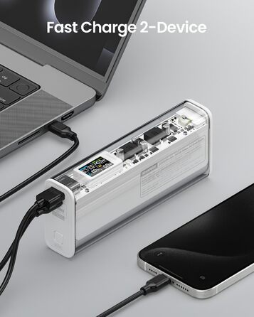 Прозора акумуляторна батарея з портами USB-C USB-A і розумним дисплеєм, ноутбук зовнішні акумулятори для мобільних телефонів для i