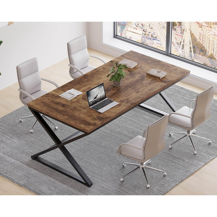 Письмовий стіл 180 см Сучасний великий комп&39ютерний стіл для домашнього офісу Дерев&39яний робочий стіл Комп&39ютерний стіл для письма в спальні Простий ігровий стіл для ПК Вінтажний коричнево-чорний 180 см Кантрі Коричневий