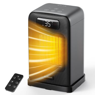 Енергозберігаючий вентилятор-обігрівач, керамічний вентилятор-обігрівач потужністю 1500 Вт з PTC, термостатом та пультом дистанційного керування, режим ECO, 12-годинний таймер, захист від перегріву та перекидання, тихий електричний обігрівач з рівнем шуму