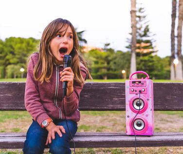 Караоке-система DYNASONIC 2 мікрофони Model 15 Lights, портативна, для дітей