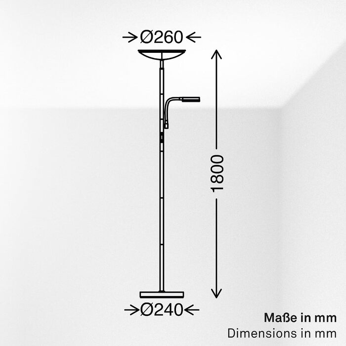 Стіль lampa BRILONER з LED-підсвіткою, регулюванням яскравості та температури світла (CCT), з підсвіткою для читання, 180 см, матовий чорний