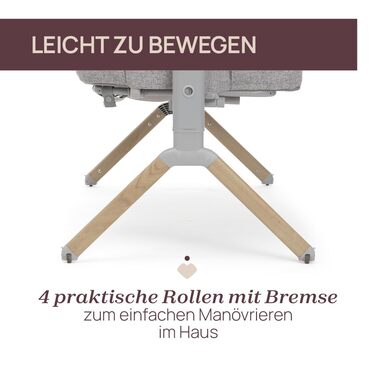 Дитяче ліжечко Chicco Next2Me Armonia, відкидні бічні поручні, 11 положень висоти, регулювання висоти від 66 до 83 см, 4 колеса, чудова циркуляція повітря, світло-сірий меланж