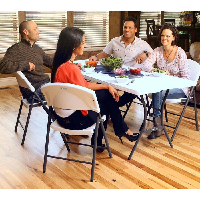 Прямокутний розкладний стіл Lifetime, білий, гранітний вигляд, 185 x 76 x 74 см (92105)