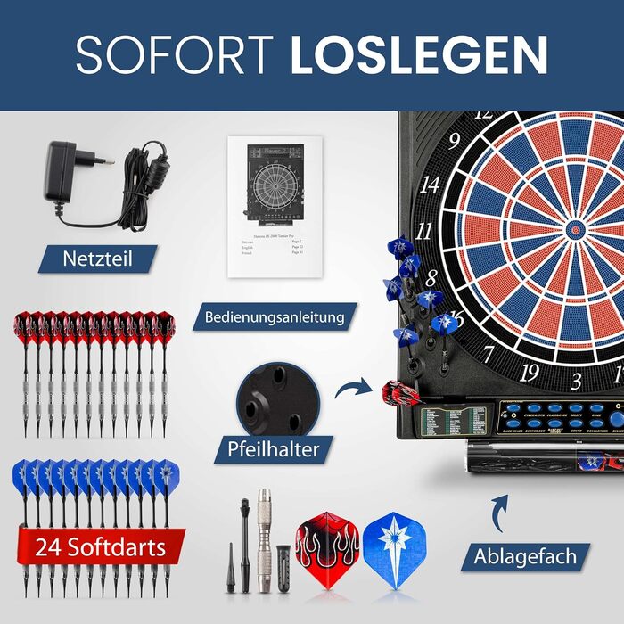Електронна мішень для дартсу Dartona JX2000 Tournament Pro - Електронна мішень для дартсу Турнірна дошка з 41 грою та понад 200 варіаціями Дуже хороший рейтинг на Vergleich.org