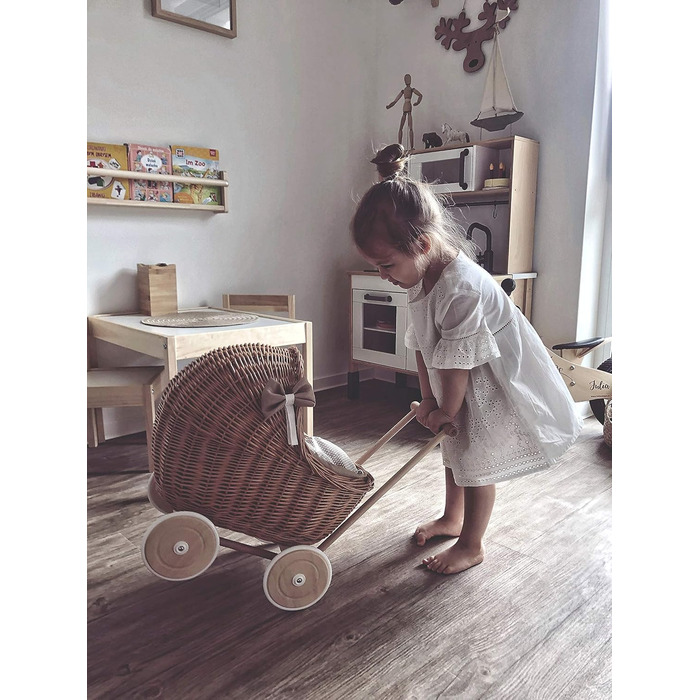 Плетені коляски для ляльок з постільною білизною ідеальна ідея для подарунка плетені коляски для ляльок красива іграшка з лози пле