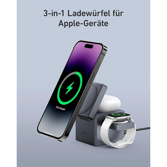 В-1 Cube з зарядною станцією MagSafe, бездротовим зарядним пристроєм для iPhone на 15 Вт, індуктивною зарядною станцією для Apple