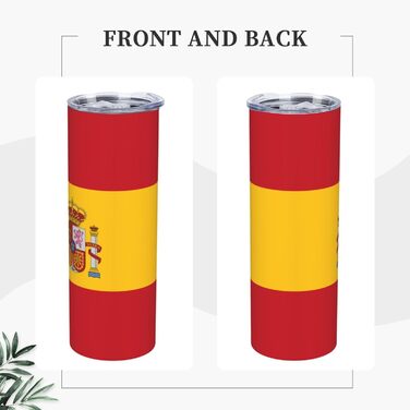 Кухоль з прямою трубочкою, дизайн іспанський прапор, друкований, дорожній кухоль, підходить для кемпінгу, офісу та дому, 590 мл