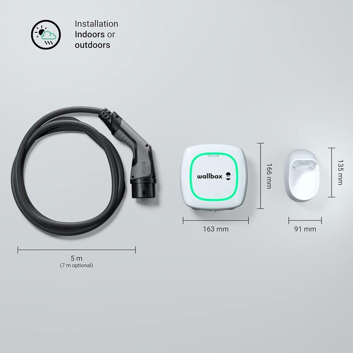 Сонячний зарядний пристрій Wallbox Pulsar Plus - зарядний пристрій для електромобілів (7,4 кВт, 5 метрів, тип 2, WiFi, Bluetooth,