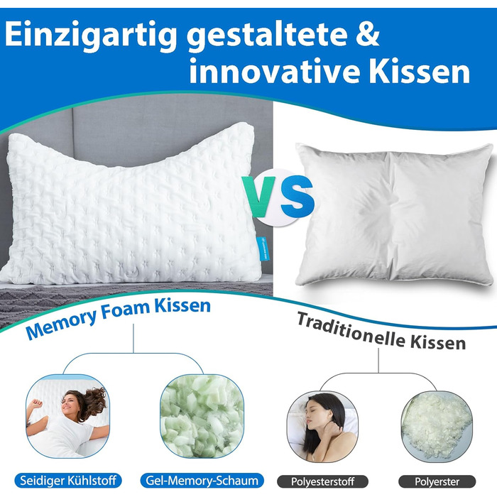 Охолоджувальна подушка для сну на боці SKYNY для підтримки шиї та плечей подушка з подрібненого пінного матеріалу з ефектом пам&39яті, ортопедична подушка для сну з регульованою висотою та чохлом, який можна прати, 5072 см