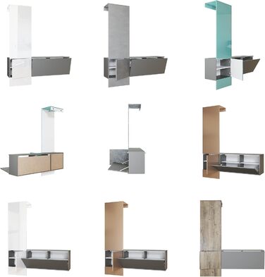 Вішалка для одягу Vladon Carlton Set 4, зроблено в Німеччині, настінна вішалка, що складається з декоративної панелі та підвісної