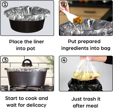 Одноразовий кулінарний мішок WRAPOK для повільного приготування, без бісфенолу А, для овальних або круглих каструль, великого розміру, 33 х 53 см, вміщує від 3 до 8,5 літрів 3 шт. и (всього 30 пакетиків)