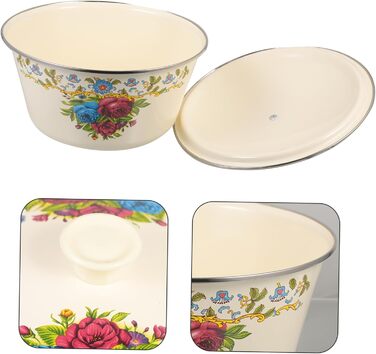 Емальована миска YARNOW, велика скляна миска для змішування, емальовані супові миски, емальовані тарілки, емальована миска, емальовані підноси, біла кругла миска, миска для хліба/фруктів, велика миска, стиль 2