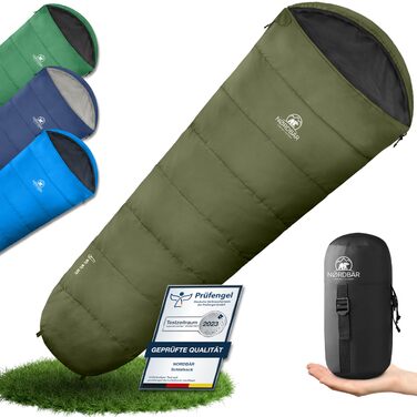 Сезонний та літній надлегкий спальний мішок 750 г/1500 г Кемпінговий спальний мішок-мумія Маленьке пакування 100 г/м/300 г Спальний мішок для подорожей на природі Літній спальний мішок оливкового кольору - 750 г, 3-