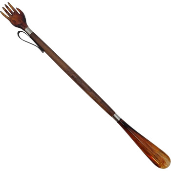 Ювелірний ріжок DELFA 57 см, ріжок для взуття зі скребковою ручкою та стрижнем з коричневого дерева